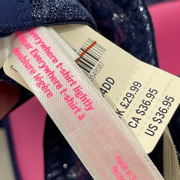 PINK Victoria’s Secret Navy Blue Cheetah Print T Shirt Bra Size 34DD - Picture 4 of 10